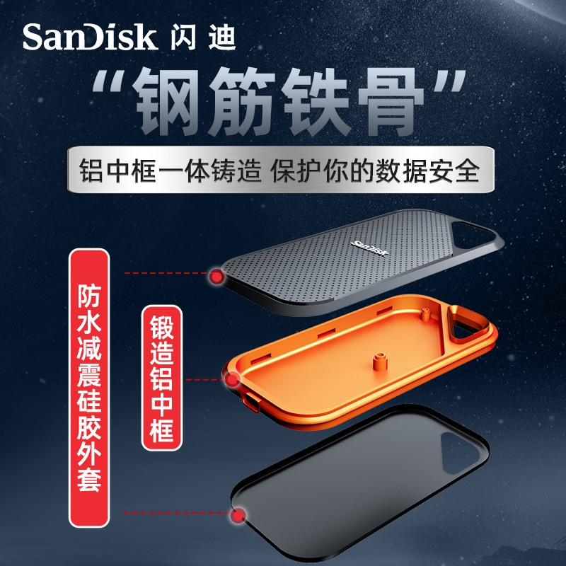 闪迪E81三防移动固态硬盘2t高速存储2TB大容量手机电脑两用SSD-图3