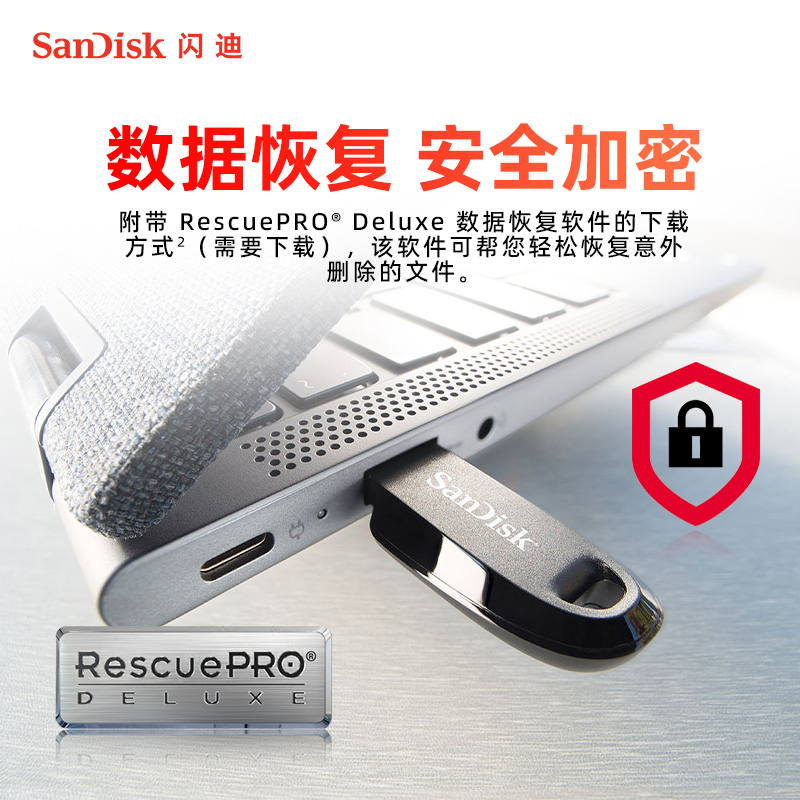 闪迪小蘑菇U盘128g大容量USB3.2加密高速优盘64g官方旗舰店正品