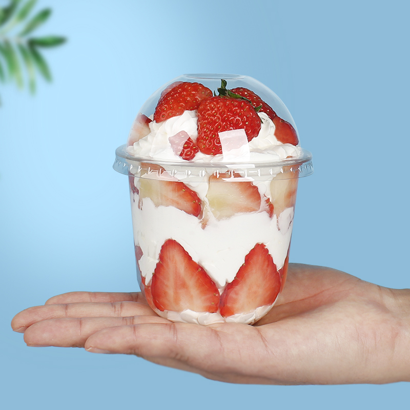 奇典网红波波杯一次性食品级啵啵草莓奶油蛋糕包装盒抱抱透明杯子