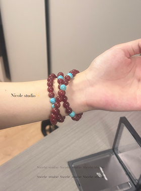 未定事件薄【夏彦】同款手链红玛瑙多圈手串新中式国风衍生周边