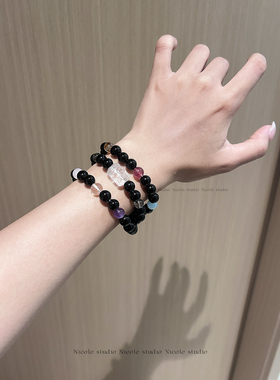 Nicole「十全大补」原创天然水晶手链多宝三圈手串招财转运珠礼物