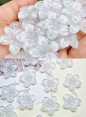50个立体五瓣桃花中孔22mm琉璃花朵手工diy串珠手链车挂发饰材料