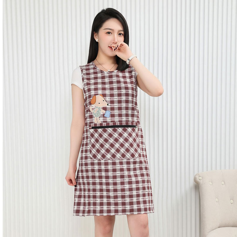 韩版新款透气纯棉无袖围裙坎肩成人罩衣家务厨房防污时尚女工作服,淘宝优惠券,粉丝福利购,淘宝优惠卷