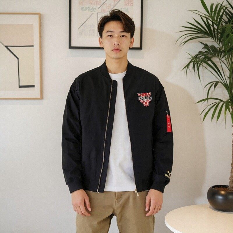 puma彪马联名款正品男女刺绣老虎头黑色立领梭织夹克外套 534668,淘宝优惠券,粉丝福利购,淘宝优惠卷