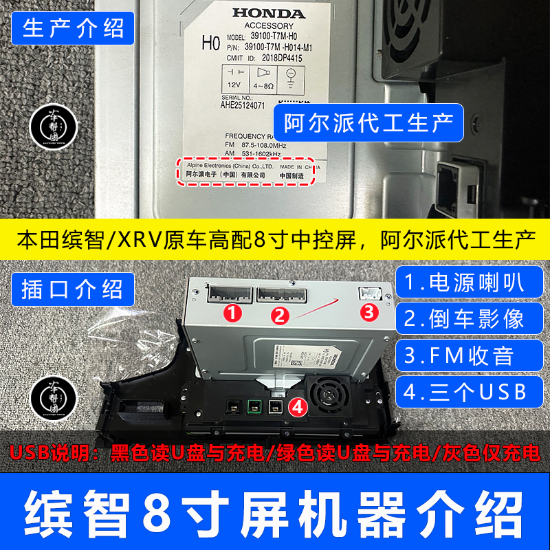 适用本田14-20款三代飞度GK5锋范哥瑞竟瑞改缤智XRV高配8寸中控屏-图2