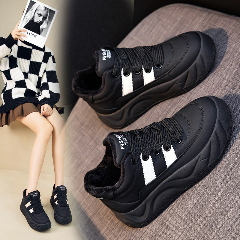 厚底面包鞋女秋冬加绒加厚棉鞋高帮平底板鞋百搭休闲小白鞋女,淘宝优惠券,粉丝福利购,淘宝优惠卷