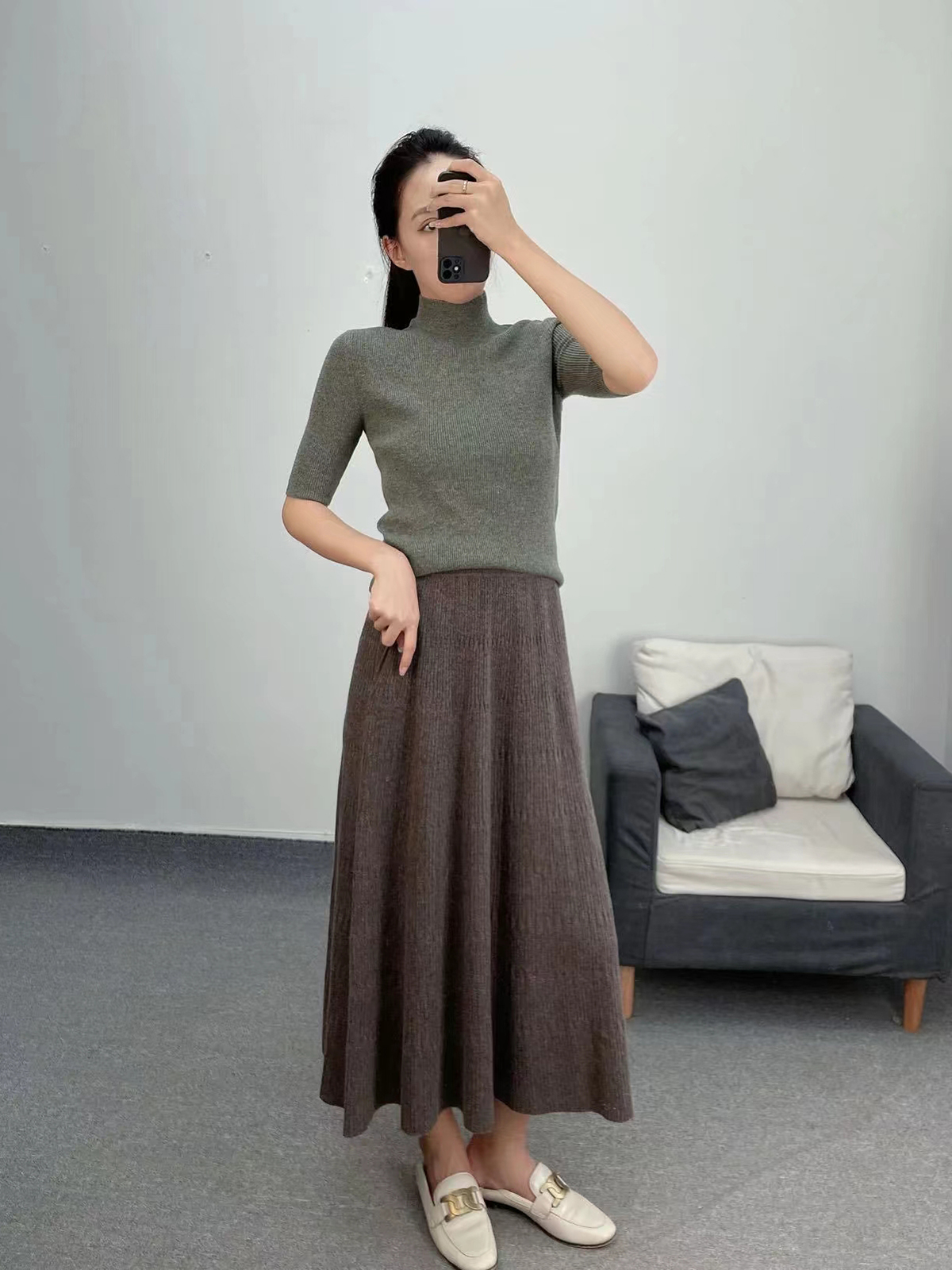 23秋冬 skirt A字羊绒优雅半裙 通勤 半身裙 大摆裙 中长款半裙