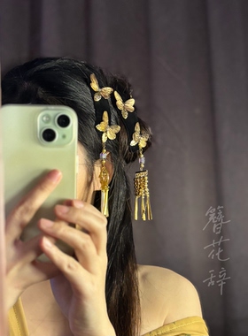 簪花辞「鎏金蝶语」新年蝴蝶发夹