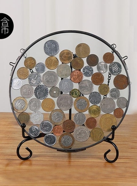 六边形硬币相框摆件金属相框玻璃透明装饰收纳简约复古画框摆件