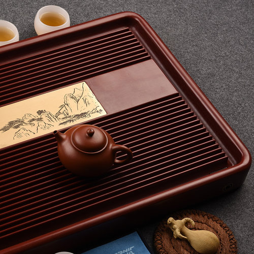 德国电木茶盘家用高端功夫茶具电胶木茶台排水式轻奢现代新款托盘 - 图1