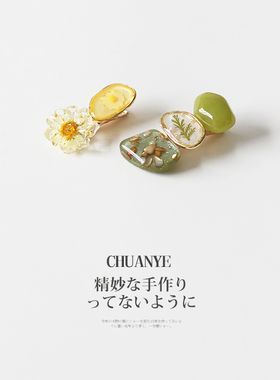 川野韩系小众设计感植物标本发夹