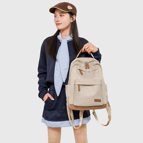 日系双肩包大容量背包女旅行包2025新款电脑包通勤轻便牛津布书包 - 图1