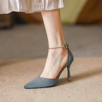 A D Hepburn ~ High heels female 2021 Summer new pointed 100 hitch heel lined with sandal sandal hollow