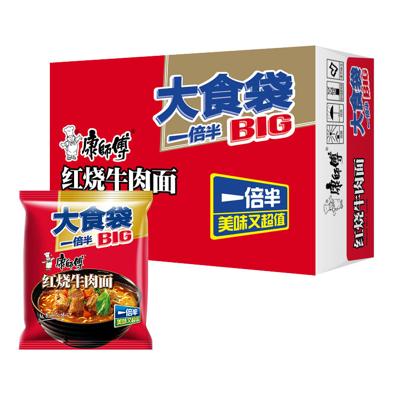 康师傅方便面整箱装批发泡面混搭大食袋BIG红烧香辣牛肉旗舰店 - 图3