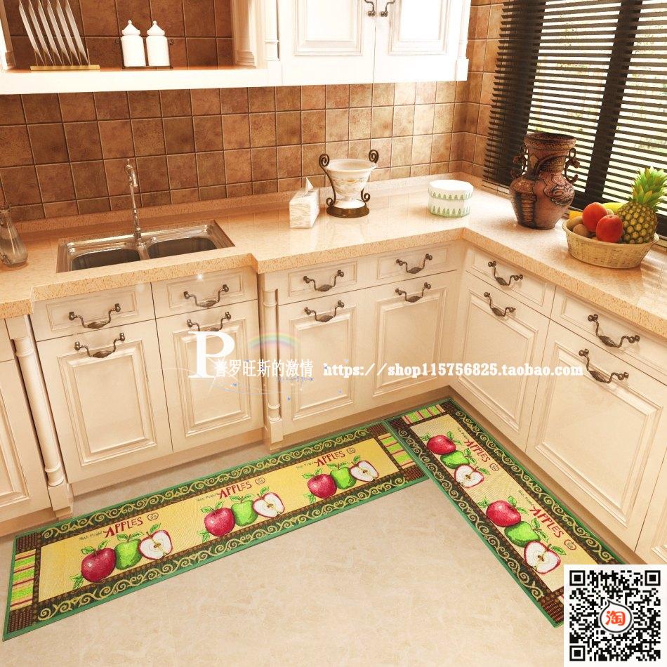 Kitchen floor mat cotton and linen woven carpet anti-oil anti-slip foot mat Japanese rectangular absorbent mat bathroom door