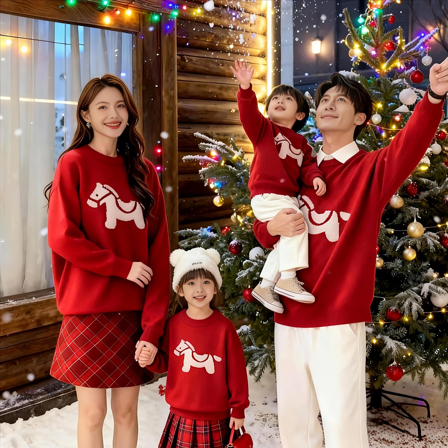 新款红色亲子装毛衣母女卡通针织衫男女儿童一家三四口过拜年服全,淘宝优惠券,粉丝福利购,淘宝优惠卷