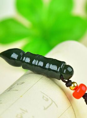 新疆和田玉青玉毛笔挂件.天然和田玉文昌笔吊坠.男女毛笔玉石玉坠