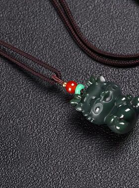 和田玉生肖龙玉吊坠.和田玉萌宠立体卡通龙挂件.和田玉男女龙玉坠