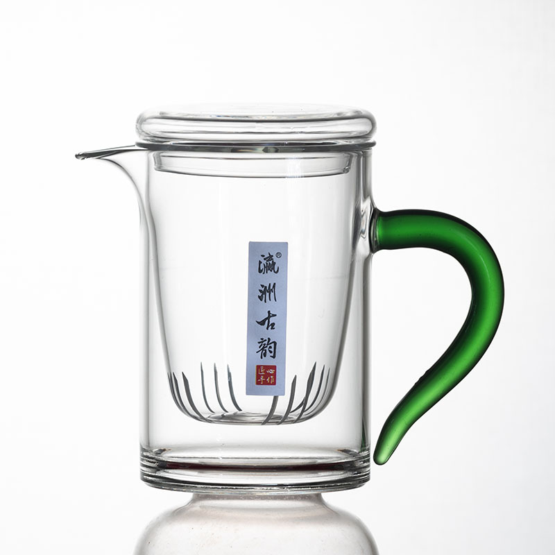 泡茶杯玻璃过滤内胆耐高温泡茶壶绿茶滤茶器红茶泡专用茶具三件杯