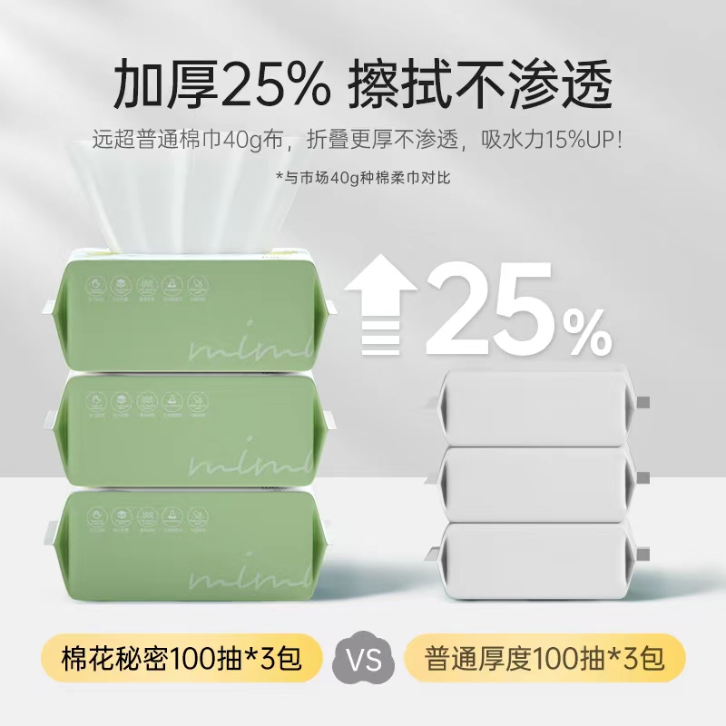棉花秘密棉柔巾婴儿干湿两用手口屁新生宝宝绵柔巾非湿巾24包