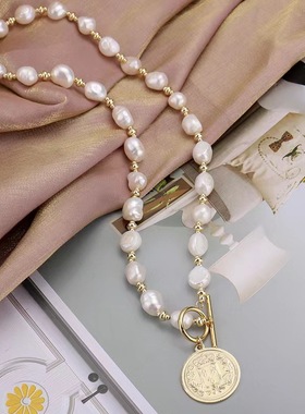 项链天然淡水珍珠巴洛克锁骨链