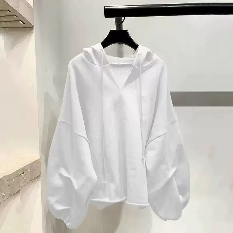 Фонарик, тонкое худи, длинный рукав, куртка, корейский стиль, новая коллекция, плюс размер, свободный крой
