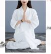 禅修服女士白色仙气冥想疗愈师服打坐拜佛素衣禅意佛系居士服大码