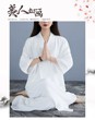 禅修服女士白色仙气冥想疗愈师服打坐拜佛素衣禅意佛系居士服大码