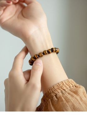 天然虎眼石手串佛珠霸气虎ins情侣手链男士男女招财生日礼物转运