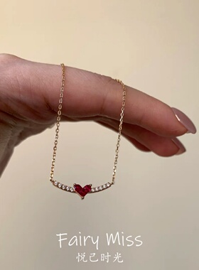简约爱心吊坠金色个性锁骨链女款