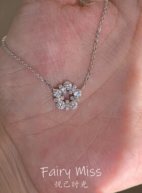 花环碎闪满钻小花圆圈细锁骨项链