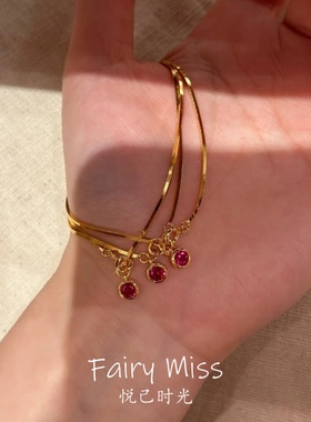 S925纯银新年红坠亮蛇骨爱心手链