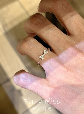 轻奢镶钻蝴蝶结细圈女士戒指百搭