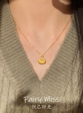 灵蝶锁芳金色花笺平安锁骨链新款