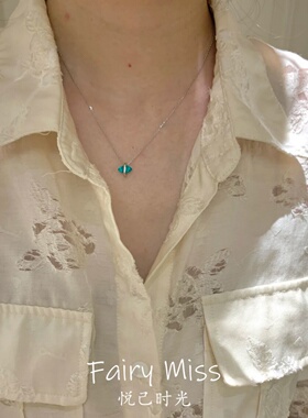 轻奢绿色宝石吊坠女细锁骨链百搭