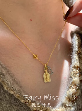 鸢尾花平安无事牌AB面轻奢毛衣链