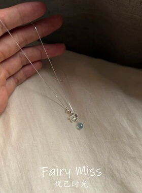 小清新蓝色水滴吊坠锁骨项链女款