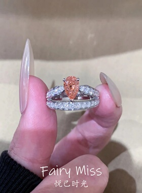 银色双层水滴锆石开口可调食指戒