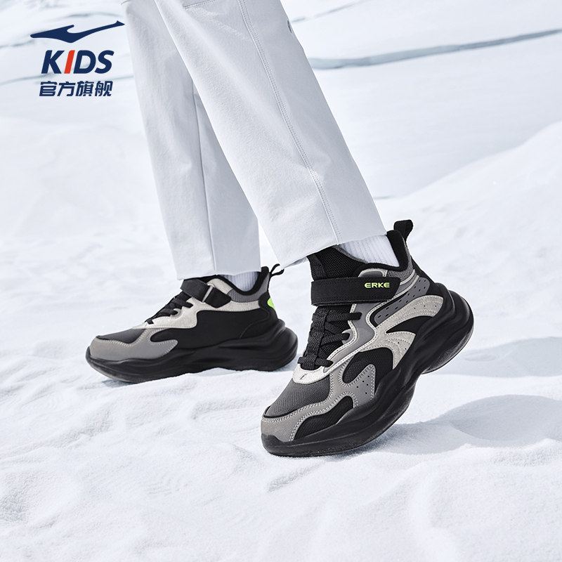 川尘|鸿星尔克童鞋男红色休闲鞋子保暖加厚冬季加绒二棉运动鞋