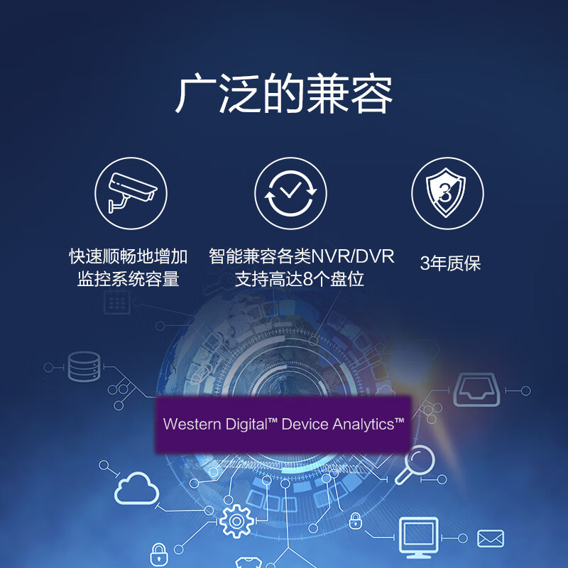 西部数据WD紫盘1T2T4T6T8T10T台式机企业安防监控CMR机械硬盘SATA-图1