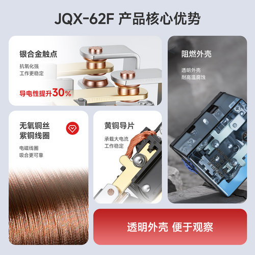 JQX-62F220v中间24v接触器80A 120A直流电磁电流小型大功率继电器 - 图2