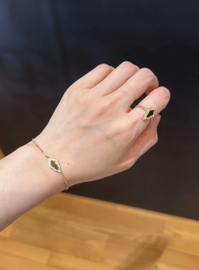 金色手链女密镶菱形树叶手链项链