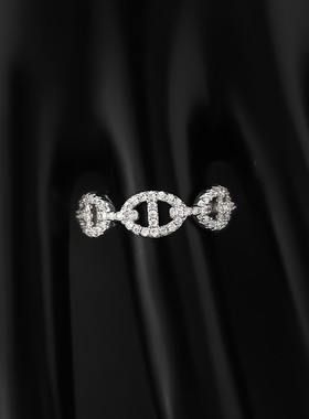 链环水手戒指女猪鼻子指环纯银环扣食指戒小众设计气质潮送礼物