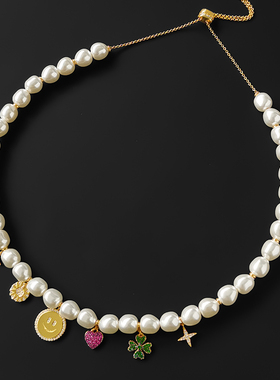 笑脸项链女微笑吊牌爱心锁骨链纯银夏日风潮毛衣链小众潮送礼物