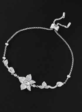 手链女花朵手环小花手镯精致轻奢纯银手饰个性设计感时尚七夕礼物