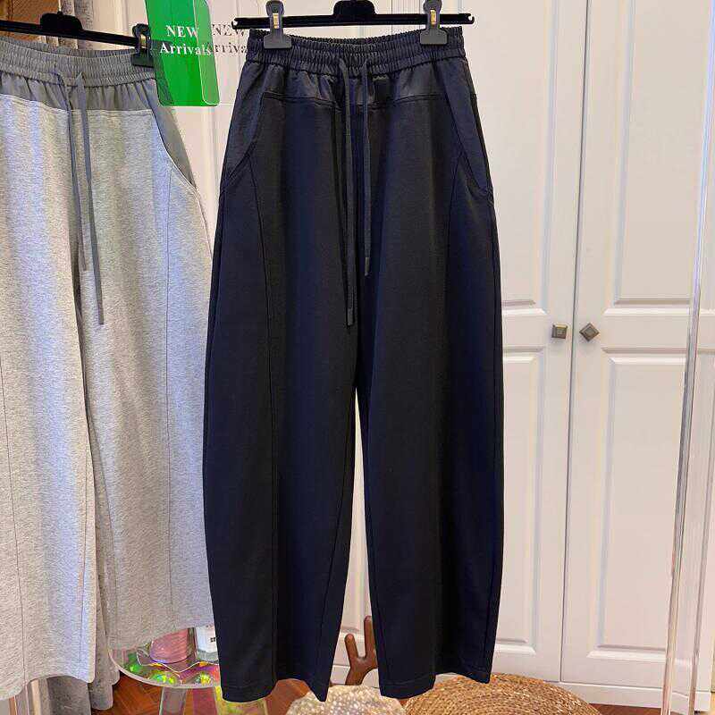 胖mm特大码撞色高腰休闲裤子女2024春夏季新款宽松小众百搭阔腿裤,淘宝优惠券,粉丝福利购,淘宝优惠卷