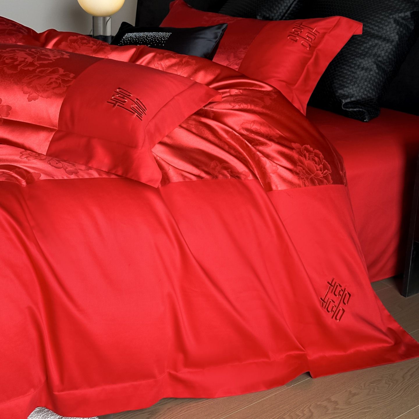 高档轻奢结婚红色四件套喜被套罩床单新婚庆喜嫁床上用品婚房陪嫁,淘宝优惠券,粉丝福利购,淘宝优惠卷