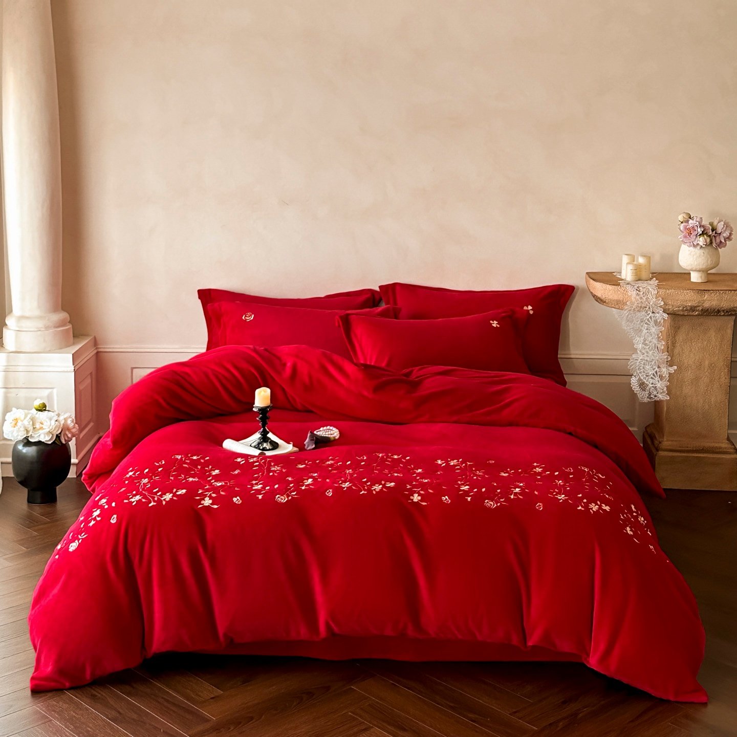 高端冬季牛奶绒结婚四件套红色喜被珊瑚绒被套陪嫁新婚庆床上用品,淘宝优惠券,粉丝福利购,淘宝优惠卷