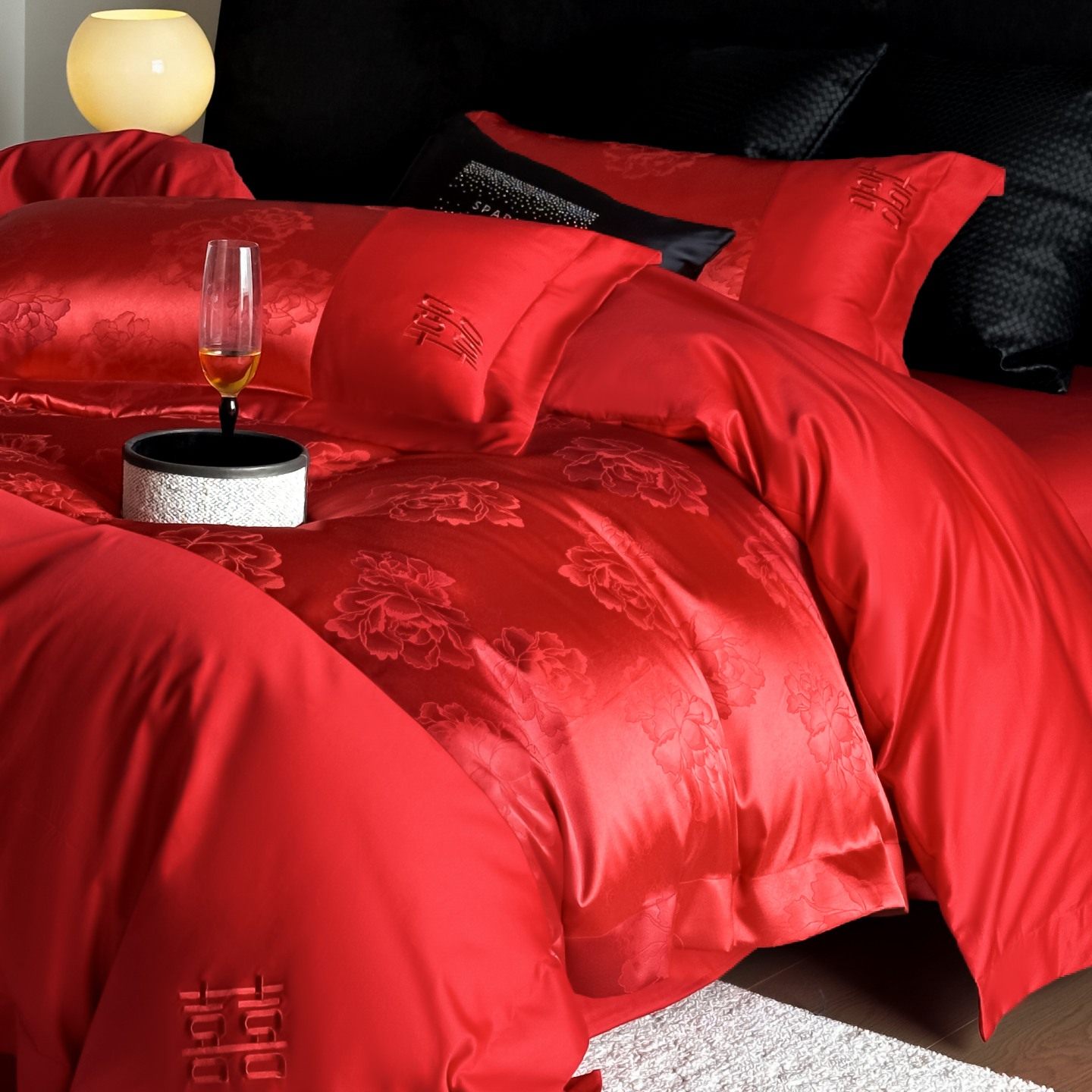 高档轻奢结婚红色四件套喜被套罩床单新婚庆喜嫁床上用品婚房陪嫁,淘宝优惠券,粉丝福利购,淘宝优惠卷