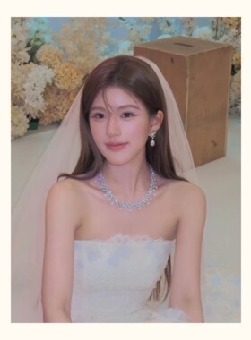 许我耀眼许妍赵露思同款白色新娘头纱登记结婚领证蓬蓬纱素纱发饰